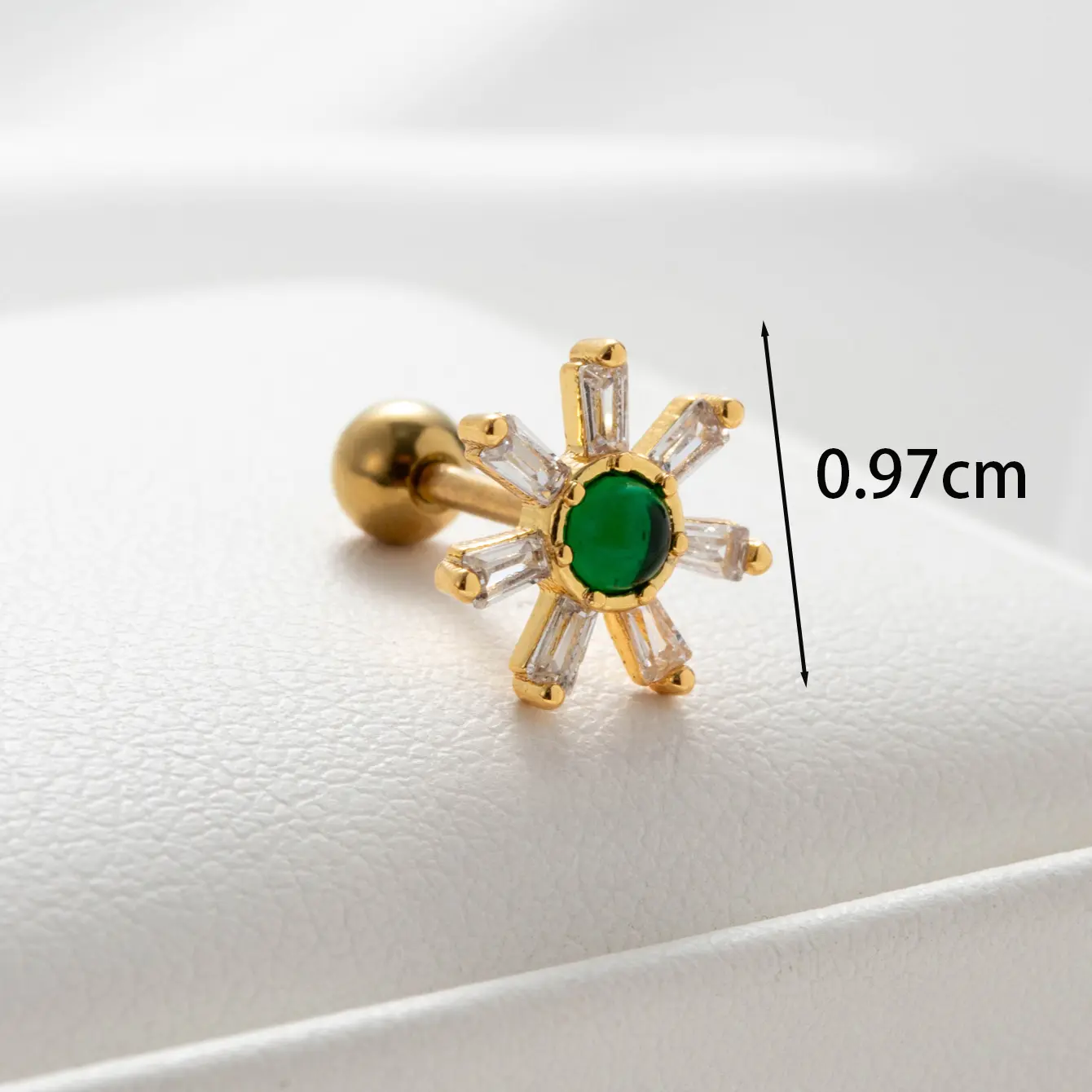 1 Piece Simple Series  Flower Titanium Steel   Gold Color Zircon Women's Stud Earrings h5 